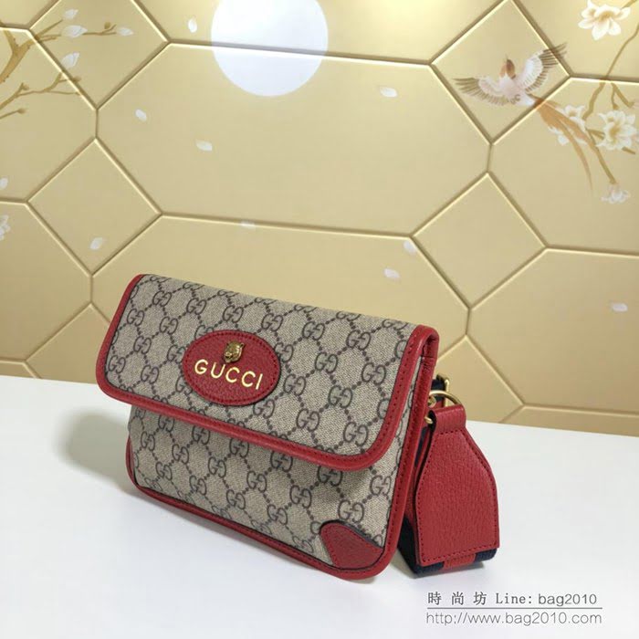 GUCCI古馳 新款 489617 Gucci女包 古馳單肩包 Gucci斜挎包 古馳虎頭標 肩帶可調 可做胸包腰包斜挎包 pvc/紅色  ydgq3424